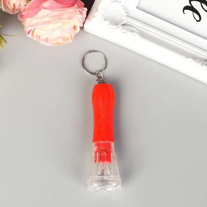 Фонарик брелок для ключей на кольце «Тюльпан», 7.5×2.5×2.5 см, МИКС Фонарик брелок для ключей на кольце «Тюльпан», 7.5×2.5×2.5 см, МИКС