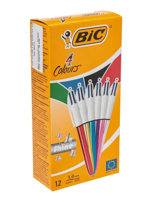 Ручка шариковая BIC, 4 цвета, автоматическая, многоцветная, 1.0 мм