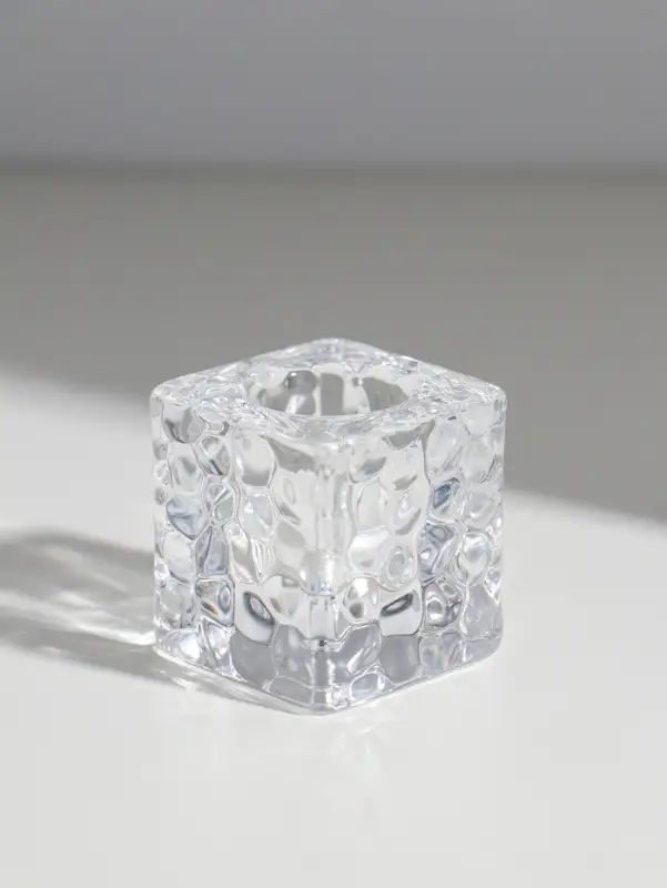 Подсвечник стекло на 1 свечу "Куб. Лёд" прозрачный d=2 см 4х4х4 см