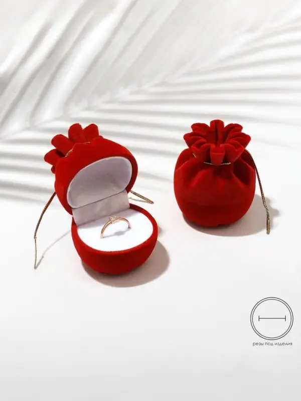 Футляр под серьги, кольцо &laquo;Мешочек подарочный&raquo;, бархатный, 5.5&times;4.6 см, красный