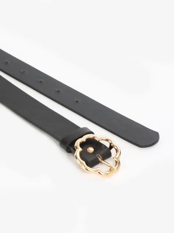 Ремень женский, 110&times;2.8 см, с пряжкой металл, чёрный