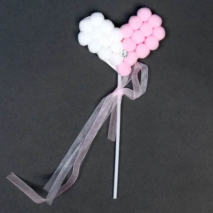 Топпер для торта «Сердце», розовый, белый Топпер для торта «Сердце», розовый, белый