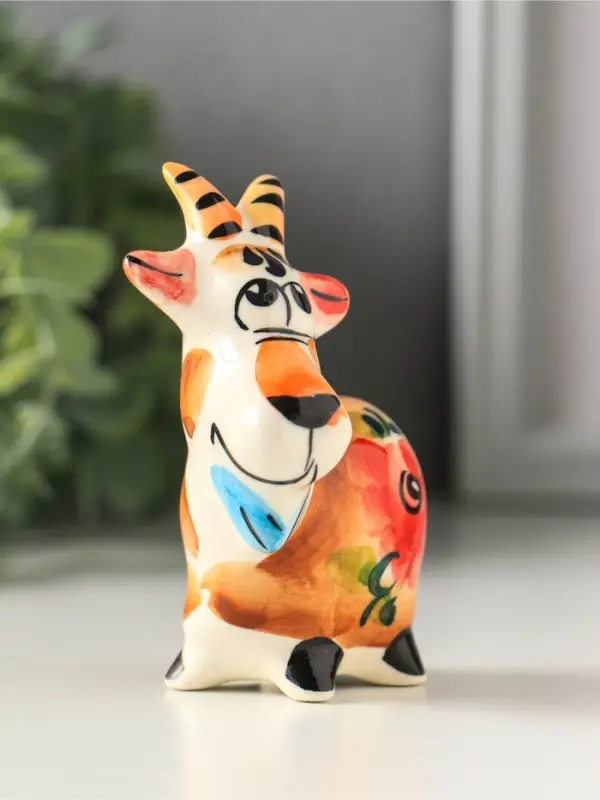 Фигурка фарфор &laquo;Козлик Паша&raquo;, 8.5 см, гжель, цветная, МИКС