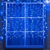 Гирлянда &laquo;Занавес&raquo; 2&times;1.5 м, IP65, УМС, белая нить каучук, 300 LED, свечение синее, 220 В