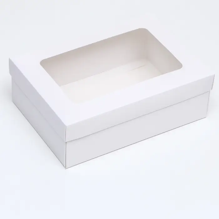 Коробка подарочная складная, упаковка, крышка - дно, с окном, белая, 24&times;17&times;8 см