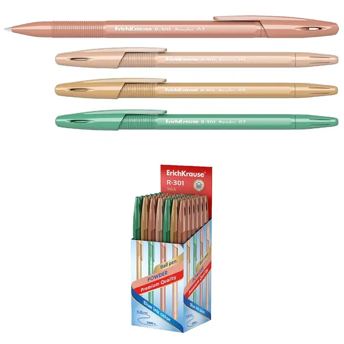 Ручка шариковая ErichKrause R-301 Powder Stick, узел 0.7 мм, цвет чернил синий, корпус пастель МИКС Ручка шариковая ErichKrause R-301 Powder Stick, узел 0.7 мм, цвет чернил синий, корпус пастель МИКС