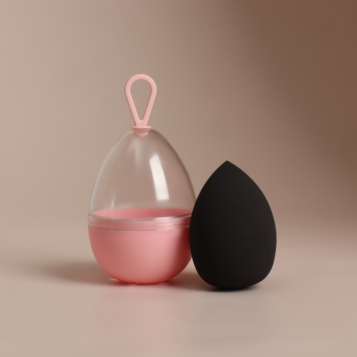 Спонж для макияжа «Капля», 6 × 4 см, увеличивается при намокании, в футляре, цвет чёрный Спонж для макияжа «Капля», 6 × 4 см, увеличивается при намокании, в футляре, цвет чёрный