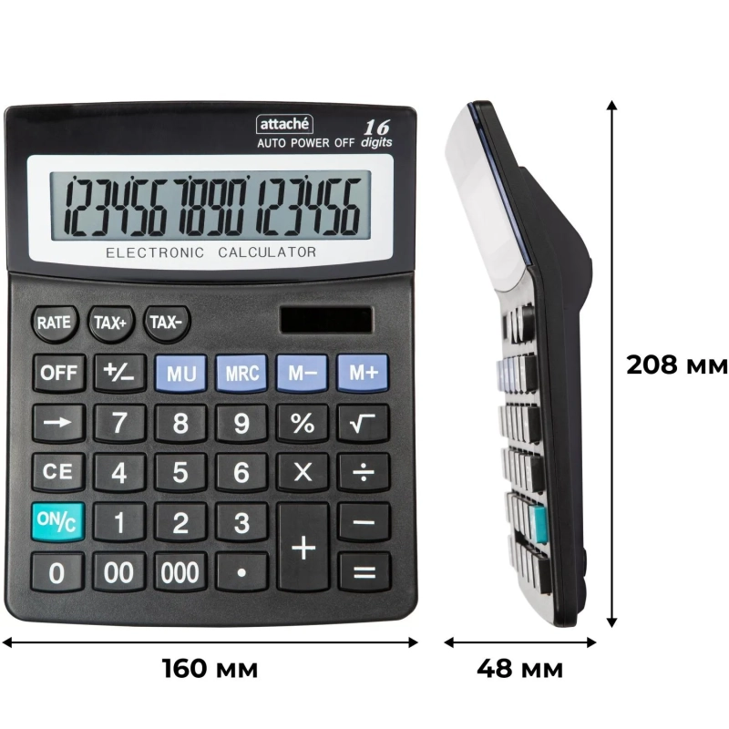 Калькулятор настольный ПОЛНОР Attache ATC-222-16F 16ти разр чер 208x160x48