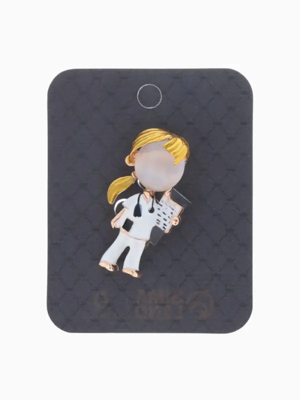Брошь &laquo;Доктор&raquo;, девочка, цветная в золоте