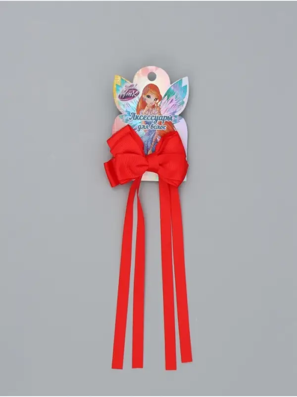 Бант для волос на заколке с лентами, цвет красный, Винкс Бант для волос на заколке с лентами, цвет красный, Винкс