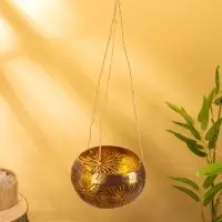 Подсвечник подвесной из кокоса, 14×14×10 см, золотой