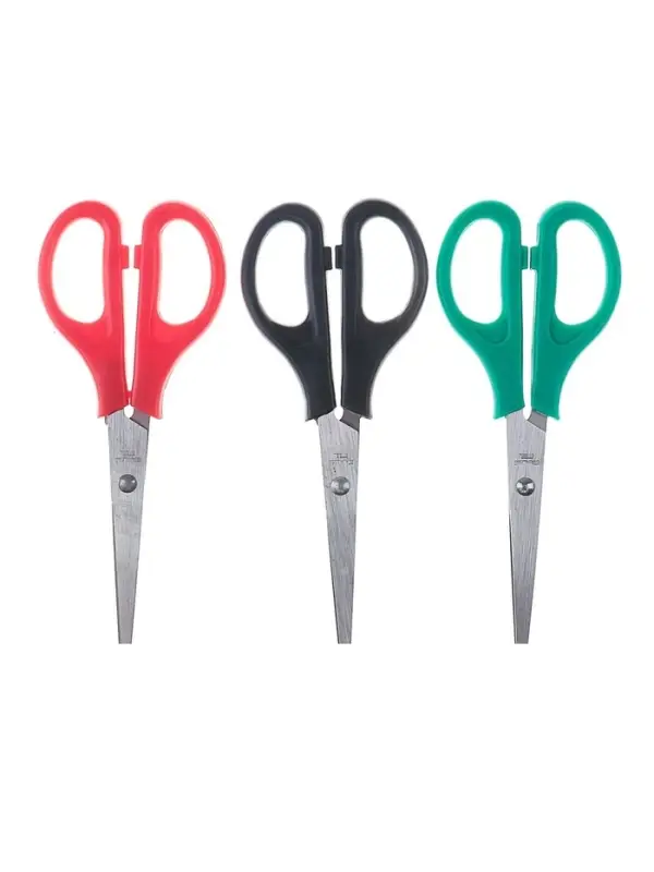 Ножницы канцелярские 16 см, пластиковые ручки, на блистере, МИКС