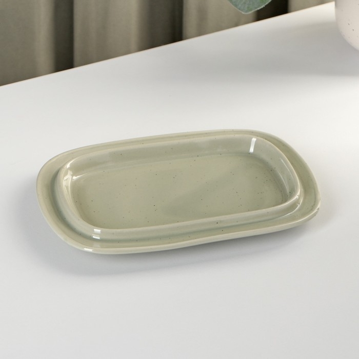 Маслёнка керамическая «Домик в деревне» 18,5×12,5×5,5 см