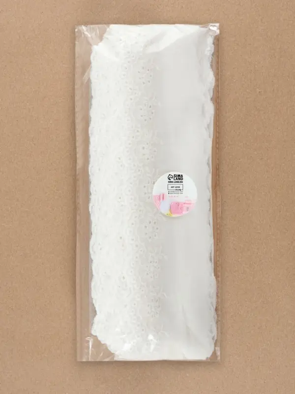 Кружево шитьё, 65 мм, 13.7&plusmn;1 м, белое