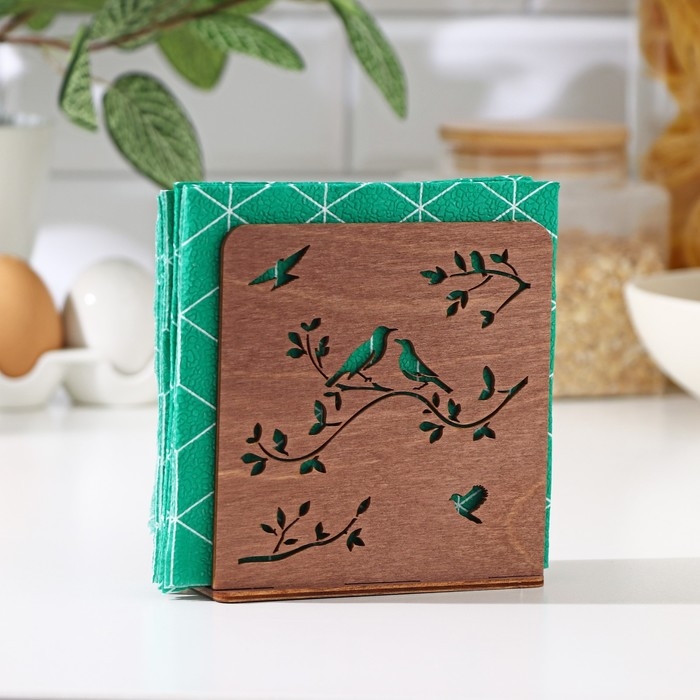 Салфетница деревянная «Весенняя сказка», 12×12×5,5 см, цвет коричневый Салфетница деревянная «Весенняя сказка», 12×12×5,5 см, цвет коричневый
