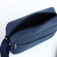 Сумка кросс-боди мужская на молнии, 2 наружных кармана, 27&times;10&times;20 см, синяя