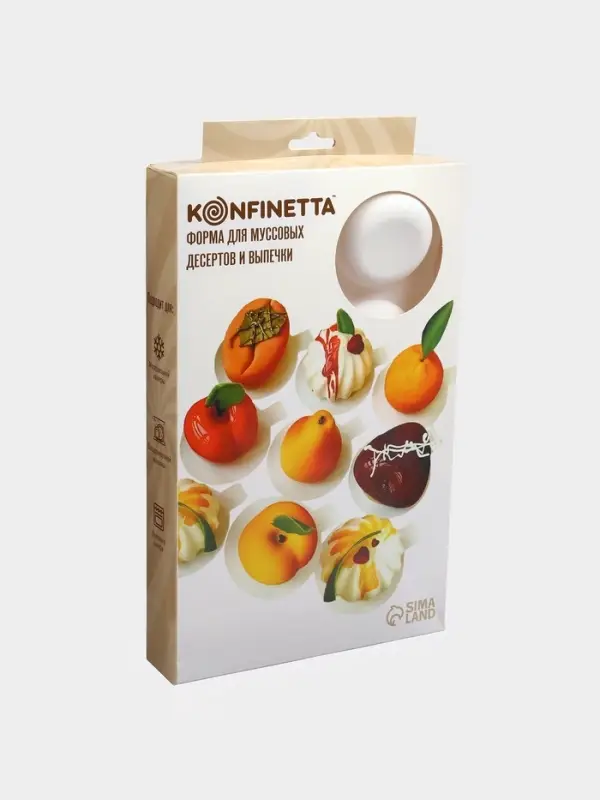 Форма для муссовых десертов и выпечки KONFINETTA &laquo;Пуэнти&raquo;, силикон, 30&times;17.5&times;1.5 см, 8 ячеек (5.5&times;1.5 см), белая