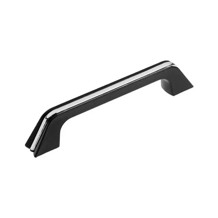 Ручка-скоба мебельная, м/о 96 мм, цвет черный, с хромированной вставкой Ручка-скоба мебельная, м/о 96 мм, цвет черный, с хромированной вставкой