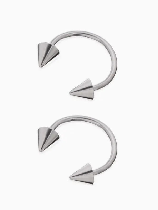 Пирсинг в бровь циркуляр, шип, d=10 мм, пара, цвет серебро