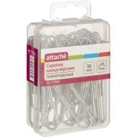 Скрепки Attache никелированные, 78 мм, гофрированные,европодвес, 30 шт/уп