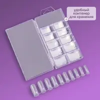 Верхние формы для наращивания в контейнере, 100 шт., мягкий квадрат, прозрачные