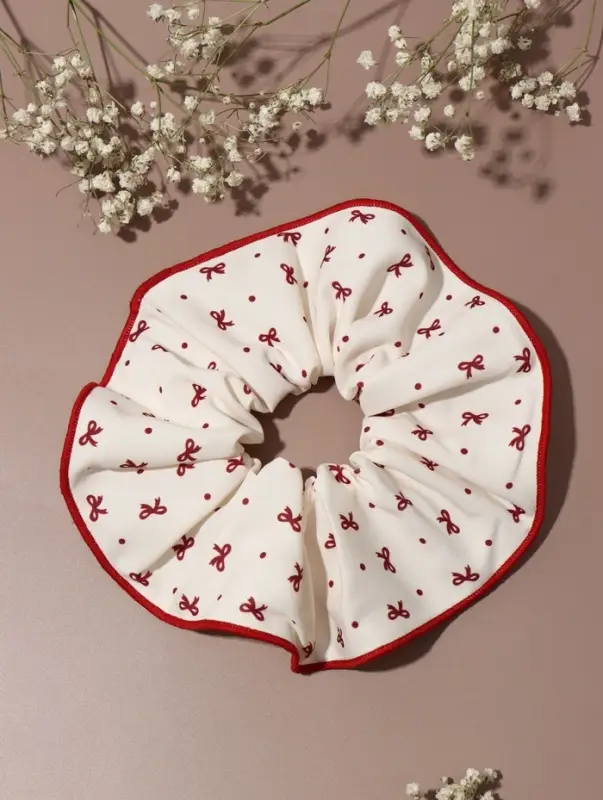 Резинка для волос "Орбита гранд" бантики, 15 см, молочно-красный