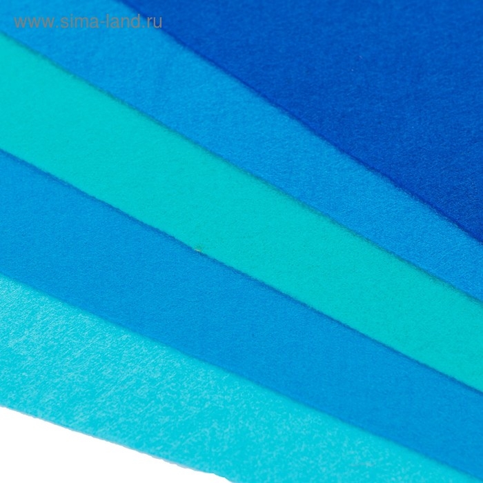 Фетр цветной мягкий A4 deVENTE. Фетр цветной мягкий A4 deVENTE. "Оттенки синего" 5 цветов, 5 листов, толщина 2 мм