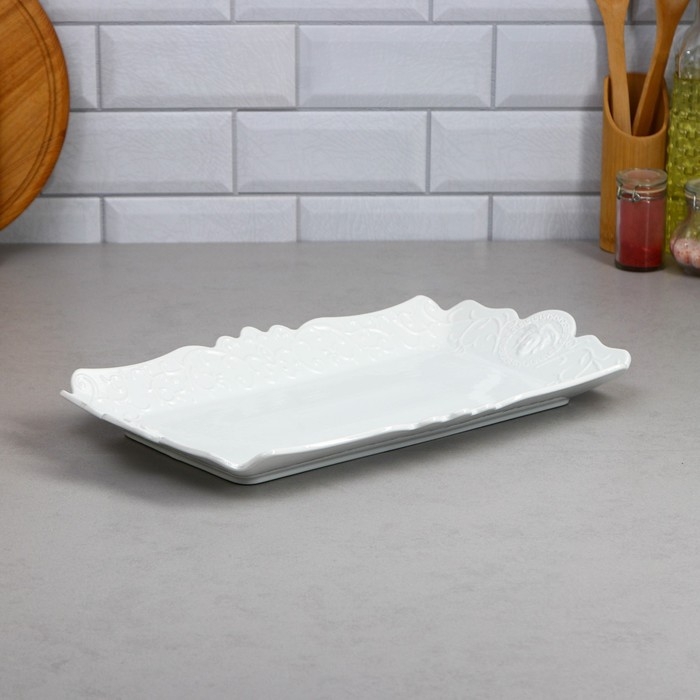 Блюдо Veronica Rectangular, белое, фарфор, Иран Блюдо Veronica Rectangular, белое, фарфор, Иран