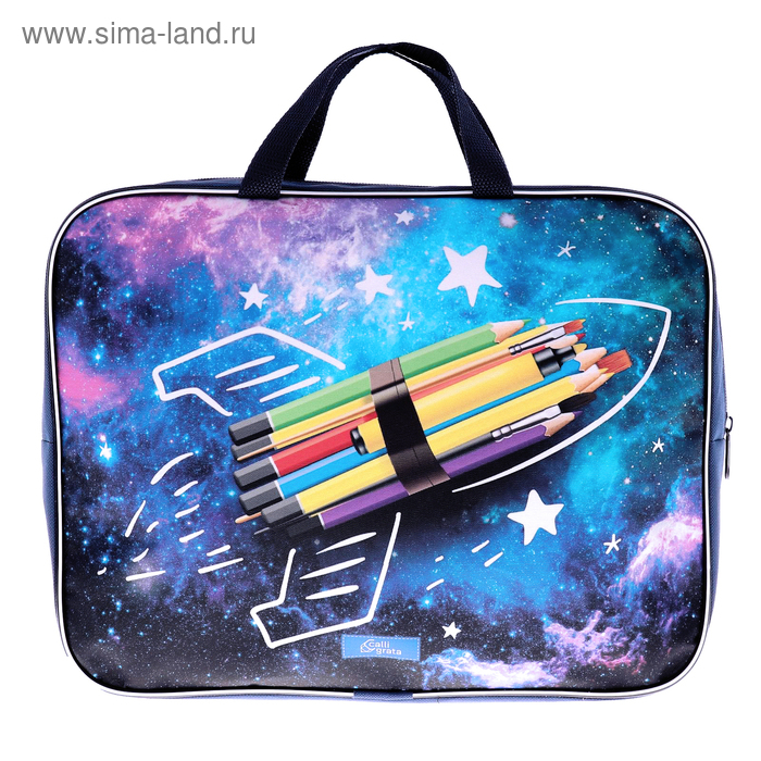 Папка с ручками текстильная А4, 350 х 270 х 70 мм, Calligrata Папка с ручками текстильная А4, 350 х 270 х 70 мм, Calligrata "Космос"