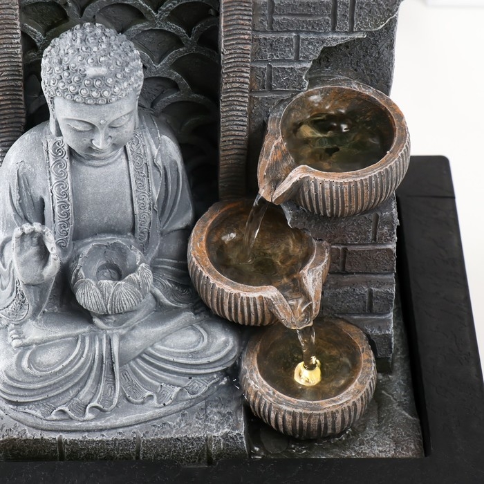 Фонтан настольный от сети, подсветка Фонтан настольный от сети, подсветка "Будда с лотосом. Инь-ян" 25х20х32 см