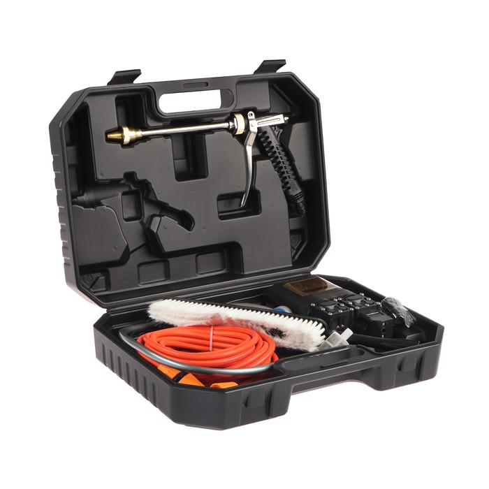 Минимойка автомобильная, погружная, 12 В, 120 Вт, 9 л/мин, шланг 8 м, провод 3 м, в кейсе Минимойка автомобильная, погружная, 12 В, 120 Вт, 9 л/мин, шланг 8 м, провод 3 м, в кейсе