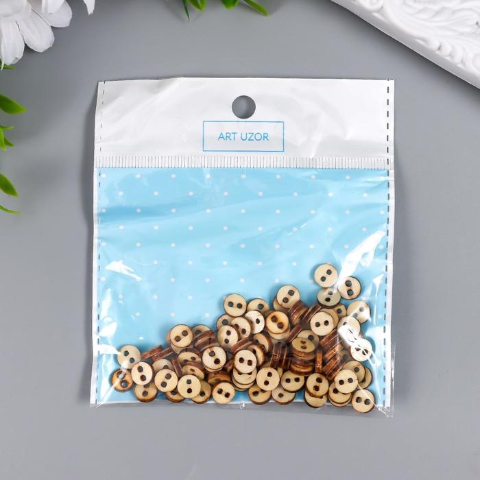 Пуговицы дерево для творчества 2 прокола Пуговицы дерево для творчества 2 прокола "Простые" набор 100 шт 0,8х0,8х0,2 см