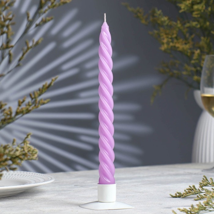 Свеча витая, 2,3х 24,5 см, 5 ч, 50 г, сиреневая Свеча витая, 2,3х 24,5 см, 5 ч, 50 г, сиреневая