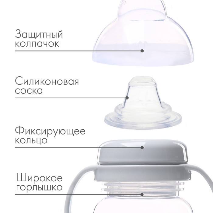 Поильник - непроливайка детский с мягким носиком «M&B», 270 мл., с ручками, цвет серый Поильник - непроливайка детский с мягким носиком «M&B», 270 мл., с ручками, цвет серый