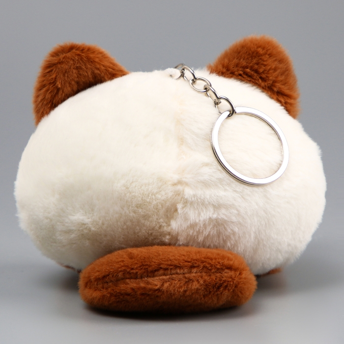 Мягкая игрушка «Котик-кругляш» на брелоке, 11 см, цвет бело-коричневый Мягкая игрушка «Котик-кругляш» на брелоке, 11 см, цвет бело-коричневый