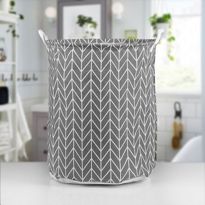 Корзина для белья Доляна «Зигзаг», 35×35×45 см, цвет серый Корзина для белья Доляна «Зигзаг», 35×35×45 см, цвет серый