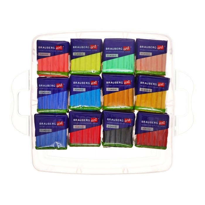 Глина полимерная запекаемая BRAUBERG ART, 50шт(42 цвета) по 20 г, в гофрокоробе, с аксессуарами Глина полимерная запекаемая BRAUBERG ART, 50шт(42 цвета) по 20 г, в гофрокоробе, с аксессуарами