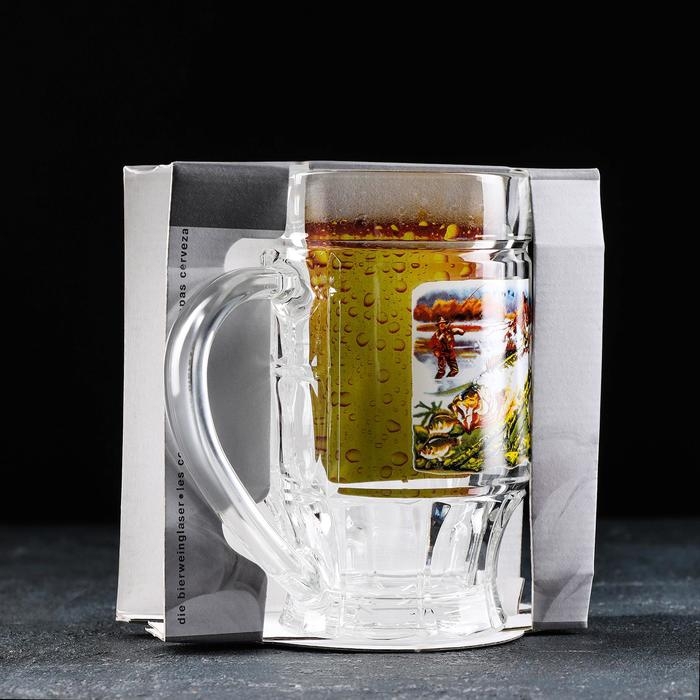 Пивная кружка «Охота-рыбалка», 500 мл, в подарочной упаковке Пивная кружка «Охота-рыбалка», 500 мл, в подарочной упаковке