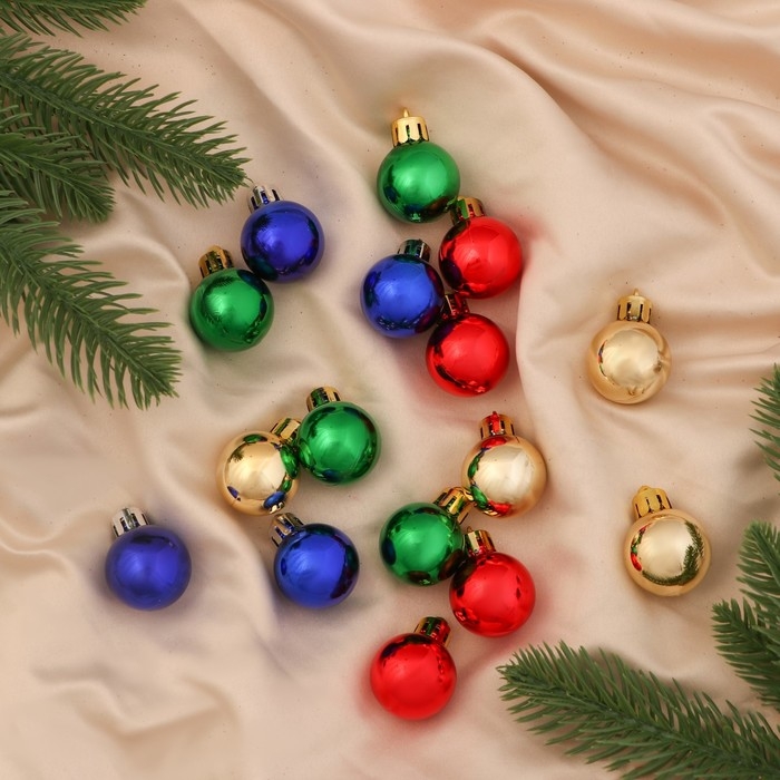 Набор шаров пластик d-3 см, 16 шт Набор шаров пластик d-3 см, 16 шт "Глянец" радужный микс