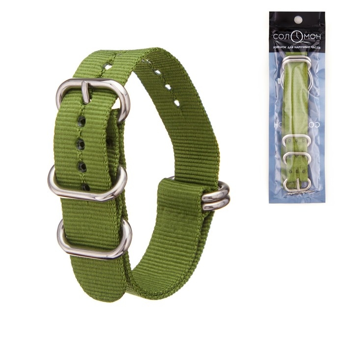 Ремешок для часов Ремешок для часов "Соломон", 20 мм, l-27 см, зеленый