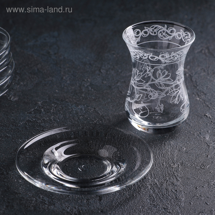 Сервиз чайный «Флора», 12 предметов: 6 стаканов чайных 160 мл, 6 блюдец Сервиз чайный «Флора», 12 предметов: 6 стаканов чайных 160 мл, 6 блюдец