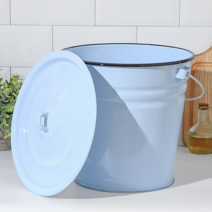 Ведро эмалированное, 12 л, с крышкой, цвет голубой Ведро эмалированное, 12 л, с крышкой, цвет голубой