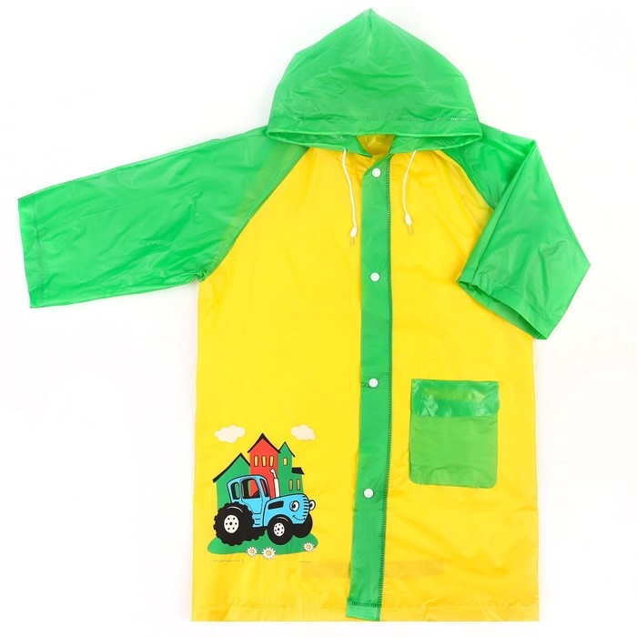 Дождевик детский, размер S, 92-98 см, Синий трактор Дождевик детский, размер S, 92-98 см, Синий трактор
