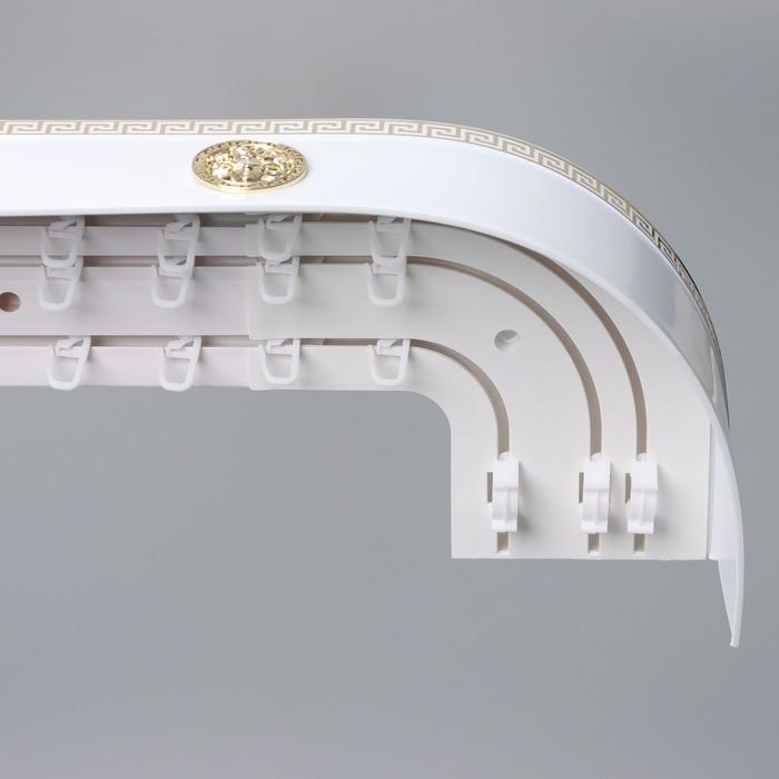 Карниз трёхрядный «Ультракомпакт. Медуза», 180 см, с декоративной планкой 7 см, цвет белый Карниз трёхрядный «Ультракомпакт. Медуза», 180 см, с декоративной планкой 7 см, цвет белый