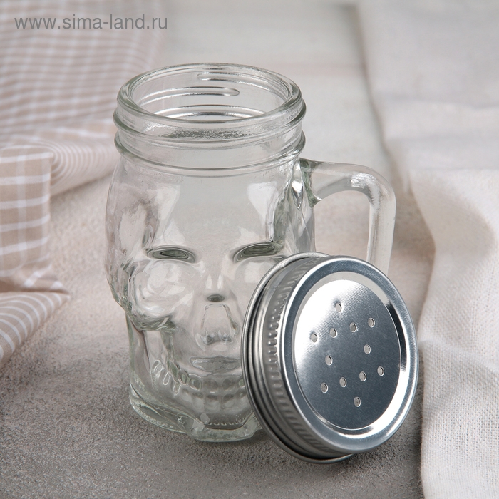 Солонка стеклянная «Череп. Хэллоуин», 100 мл, 7×6,5×8,5 см Солонка стеклянная «Череп. Хэллоуин», 100 мл, 7×6,5×8,5 см