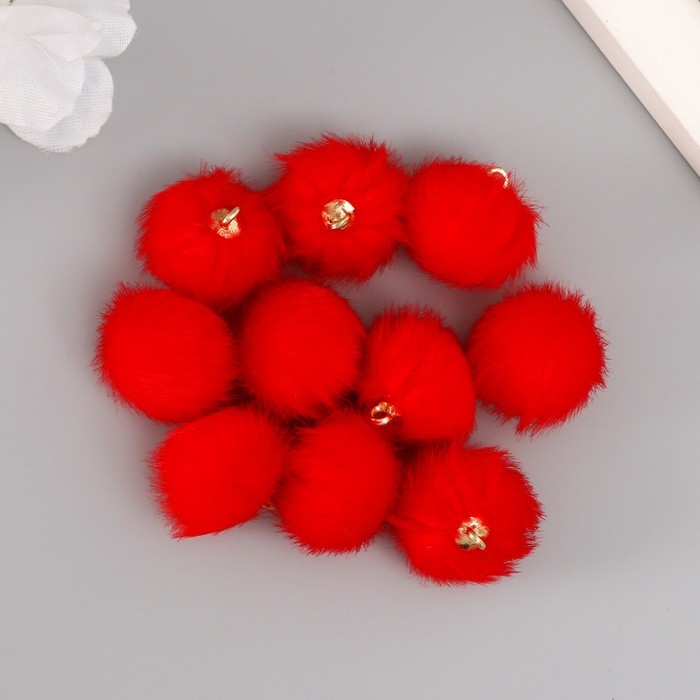 Декор для творчества искусственный мех Декор для творчества искусственный мех "Шарик" красный набор 10 шт, d=2 см