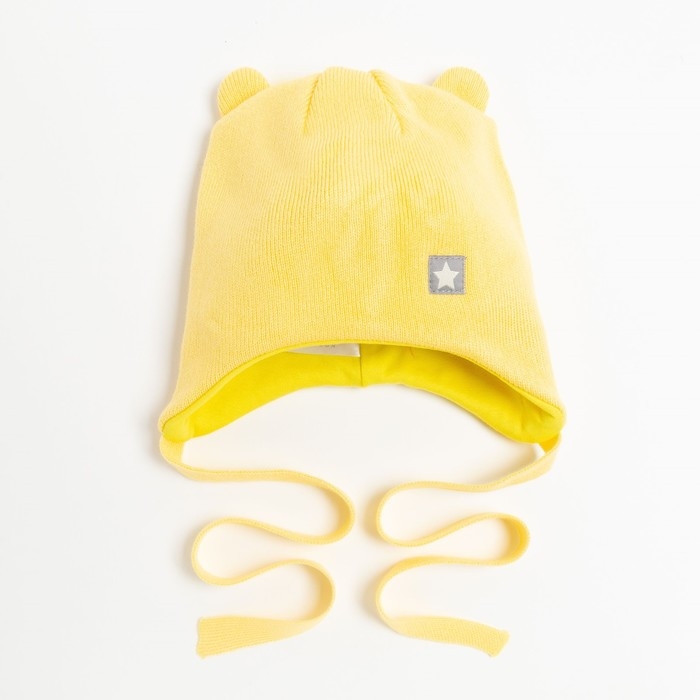 Шапка детская, цвет жёлтый/ушки, размер 50-54