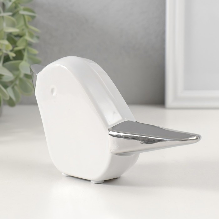 Сувенир керамика Сувенир керамика "Птица" белый с серебром 15,5х3,3х9 см