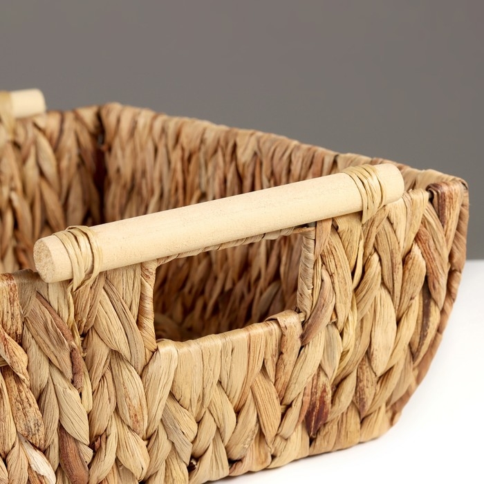 Корзина с ручками Корзина с ручками "Золотистый колос", 38,7 х 27,3 х 12,7 см, водный гиацинт