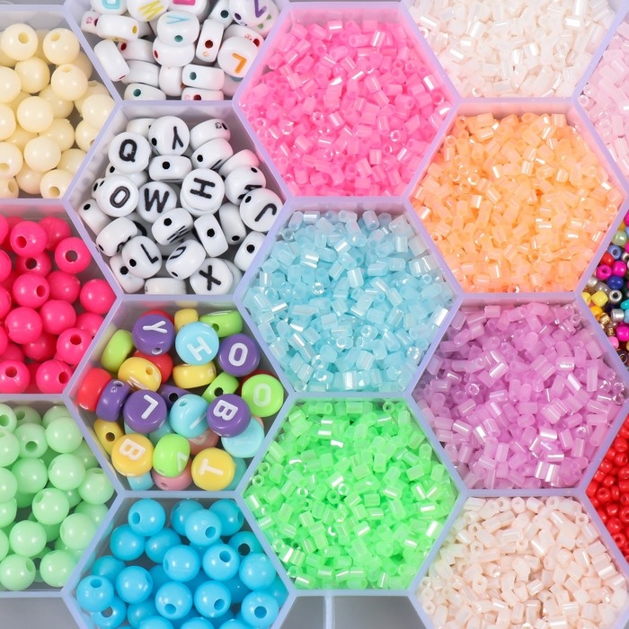 Бисер стекло 8/0, 12/0 в шкатулке  Бисер стекло 8/0, 12/0 в шкатулке "Летний" бусины, леска, ножницы, пинцет 20х20х1,8 см